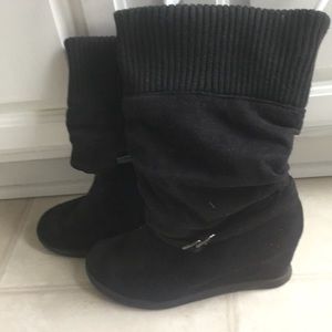Roxy slouchy black suede with knitted cuff boots